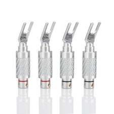 Carbon Fiber Body Rhodium Plated Y Spade Plug HiFi Audio Speaker Cable Connector