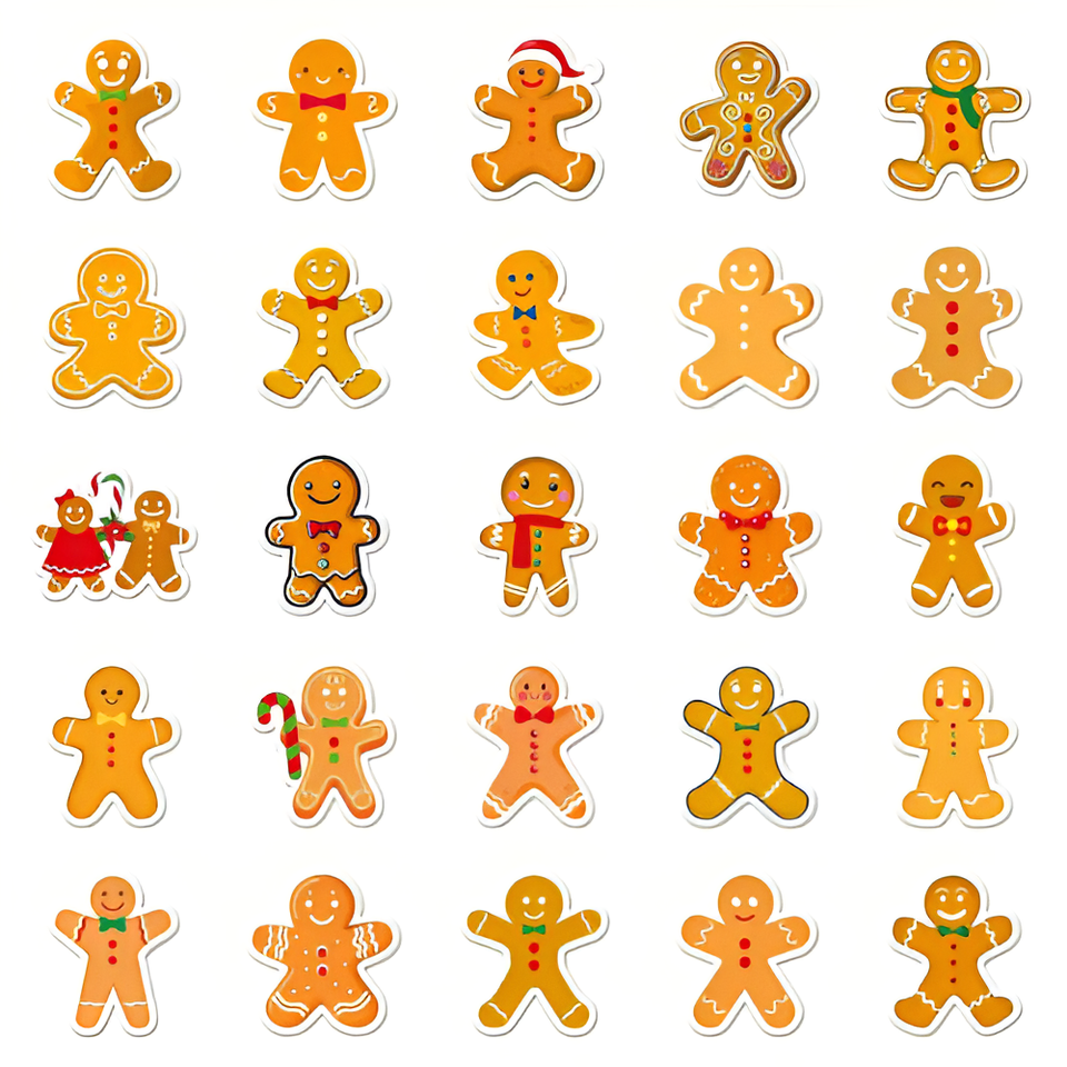 Gingerbread Stickers x 10 Self Adhesive Winter Journal