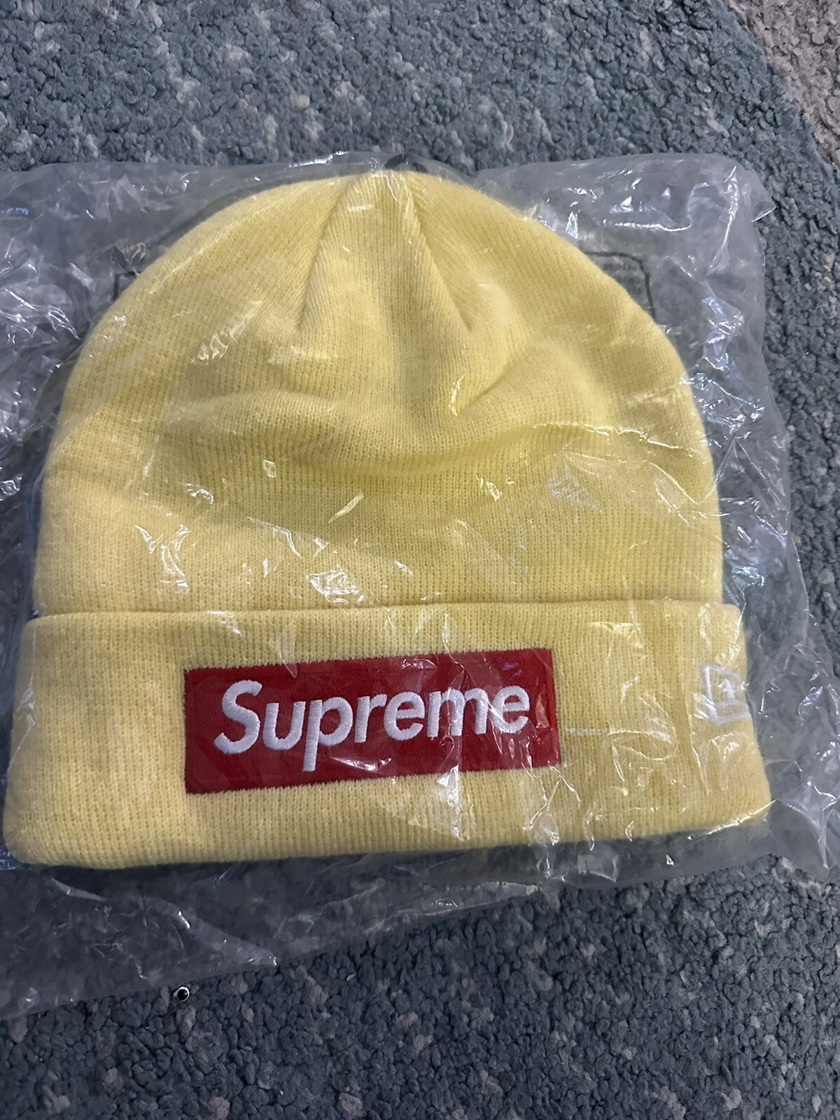 Supreme S Logo Beanie Yellow Box Logo One Size