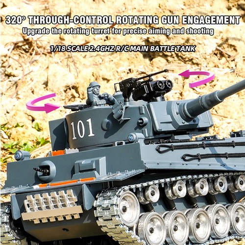 1/18 Alloy Rtr RC Tank Model 2.4ghz Remote Control Tank Metal Tracks Wheel Smot7 - Picture 6 of 22