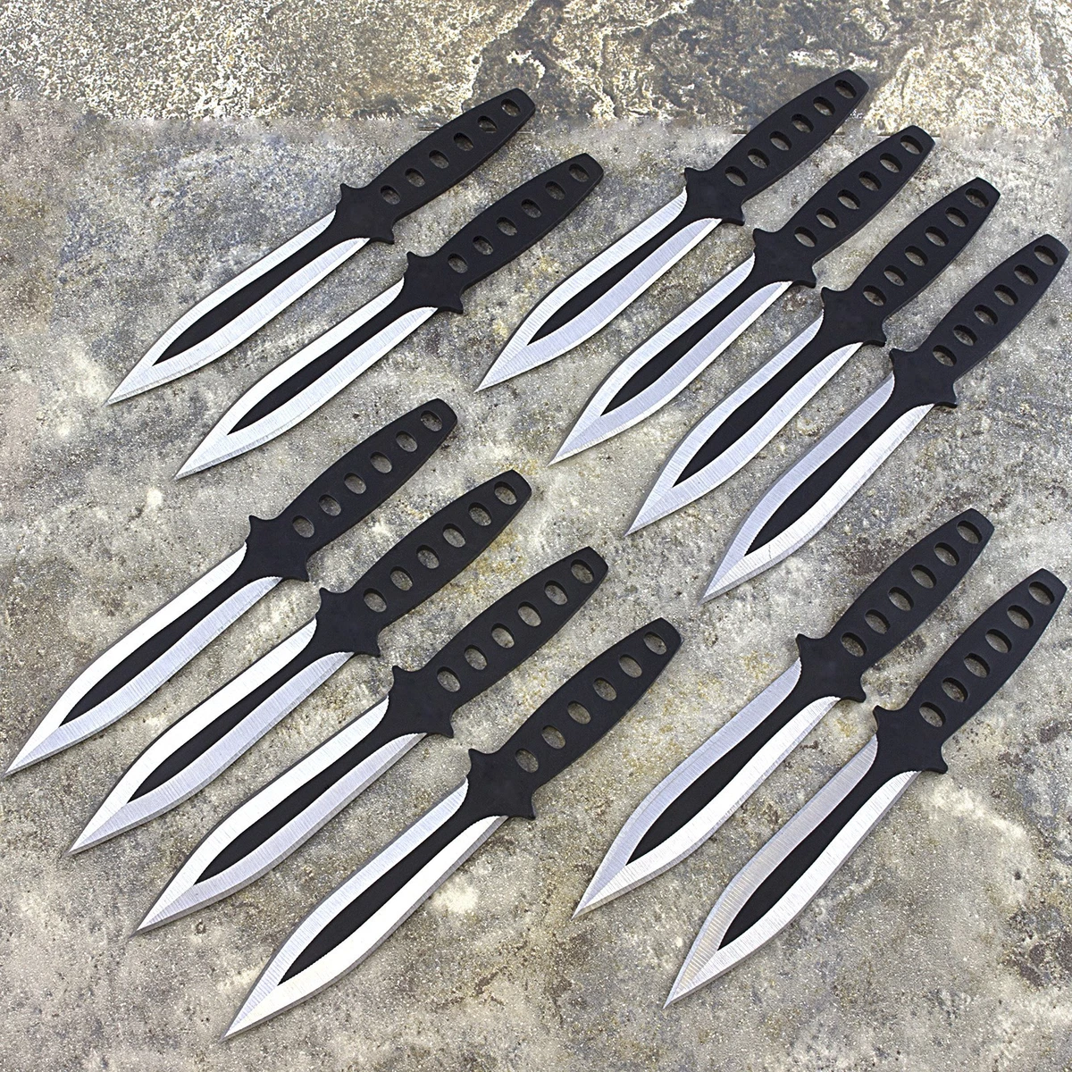 12 PC NINJA THROWING KNIVES SET w/ SHEATH Kunai Combat Tactical