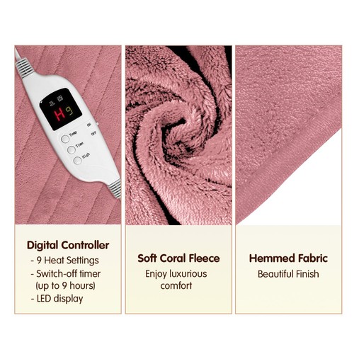 Laura Hill Heated Electric Blanket Throw Rug Coral Warm Fleece Pink - Picture 5 of 7