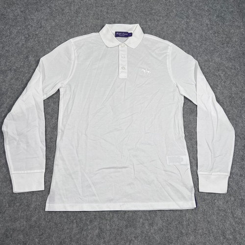 Polo Ralph Lauren Purple Label bianca jockey manica lunga piqué uomo piccola