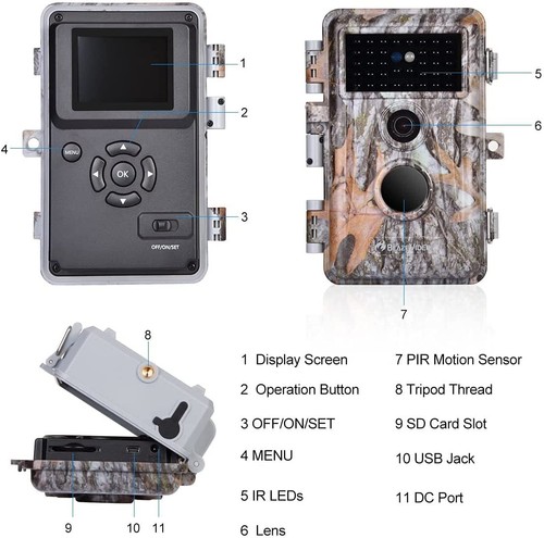 5-Pack 32MP 1296P Game Trail Camera Night Vision Waterproof No Glow Hunting Cam - Picture 8 of 8