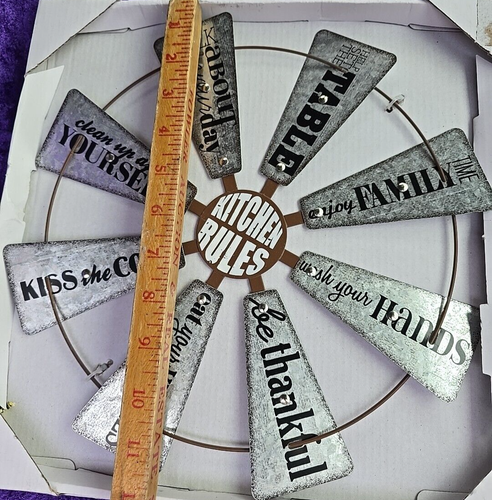 KITCHEN RULES Windmill Wall Décor Sign, All Seasons, Home Decor, Decorative - Picture 3 of 5