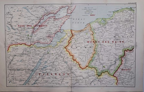 1922 mapa grande de Cromarty, Inverness, Nairn y Moray. 101 años de antigüedad. Escocia. - Imagen 6 de 6