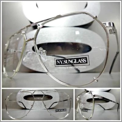 Lunettes De Vue Élégantes Rétro Pour Hommes Et Femmes Grand Cadre Argenté - Photo 1/4