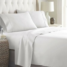 Egyptian Cotton 1000 TC 4 Piece Sheet Set White Solid Select Deep Size