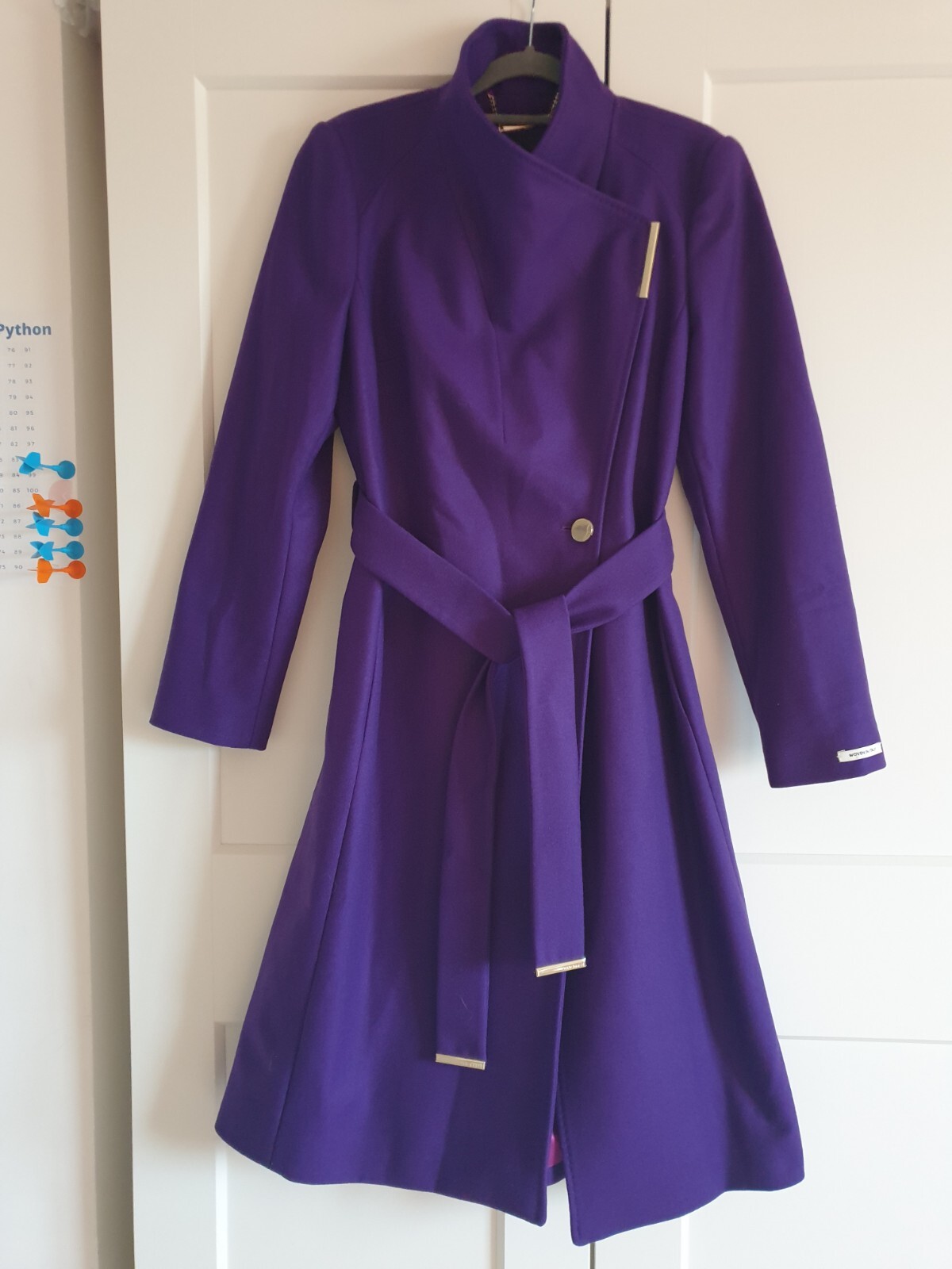 BNWT Ted Baker ROSE Purple Pink Wool Cashmere Belted Wrap Coat UK 10 TB 2 £325 image 6