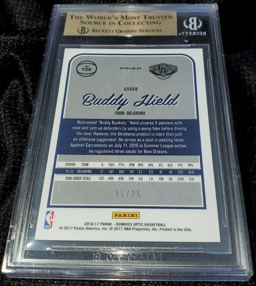 BUDDY HIELD 16-17 DONRUSS OPTIC AQUA HOLO PRIZM 新秀 RC 15/25 BGS 9.5 — 第 4/4 张图片