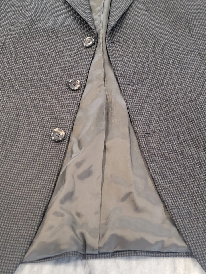 Blazer para hombre 42S Savile Row gris-marrón ojo de pájaro elegante Reconnu Lanzawood 100 % lana Foto 2 de 4
