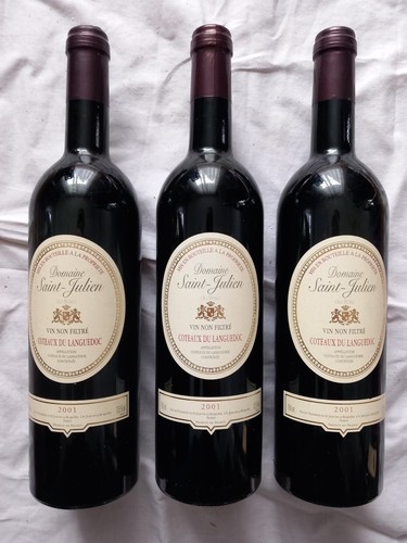 Privatverkauf: Drei Flaschen Rotwein Domaine Saint-Julien Jahrgang 2001