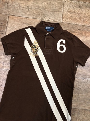 Vintage Men's Ralph Lauren Polo Shirt Brown Golf Tournament #6 RLPC Size S - 第 4/12 張圖片