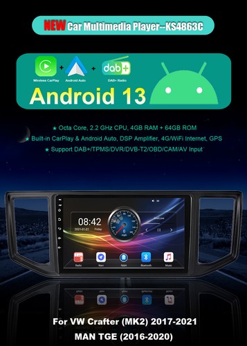 10" 64GB 8-Core GPS For VW Crafter 2017-2021 DAB Car Stereo Android Auto CarPlay - Picture 3 of 23
