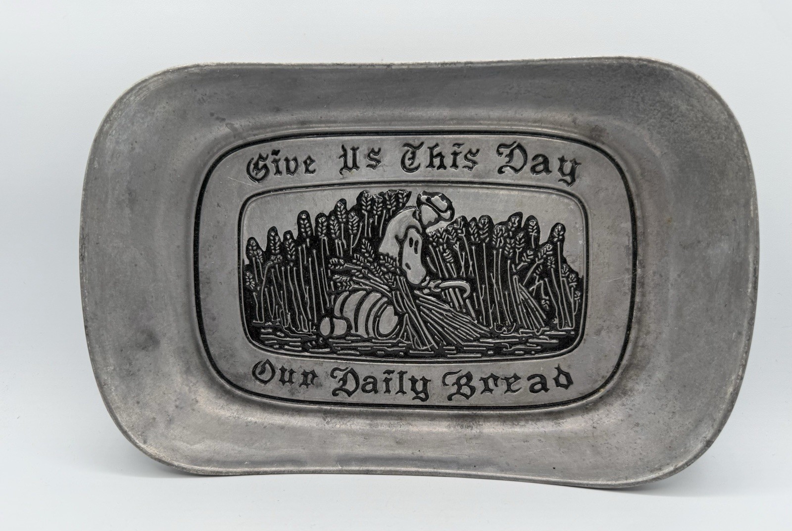 Wilton Armetale Pewter Give Us This Day Our Daily Bread Tray USA 10.75”
