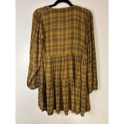 Urban Outfitters Plaid Button Front Long Sleeve Tiered Mini Dress - Small - Picture 4 of 9