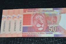 South Africa Fifty Rand Mandela - 4xUNC Notes in Sequence