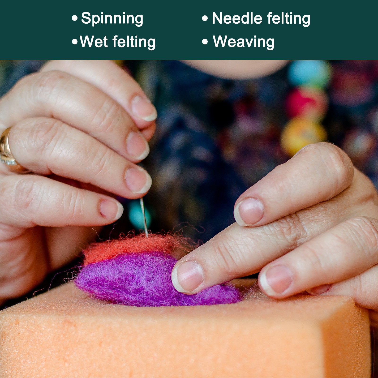 Needle Felting Wool, 8.5 Oz Nature Fibre Wool Yarn Roving (Orange)