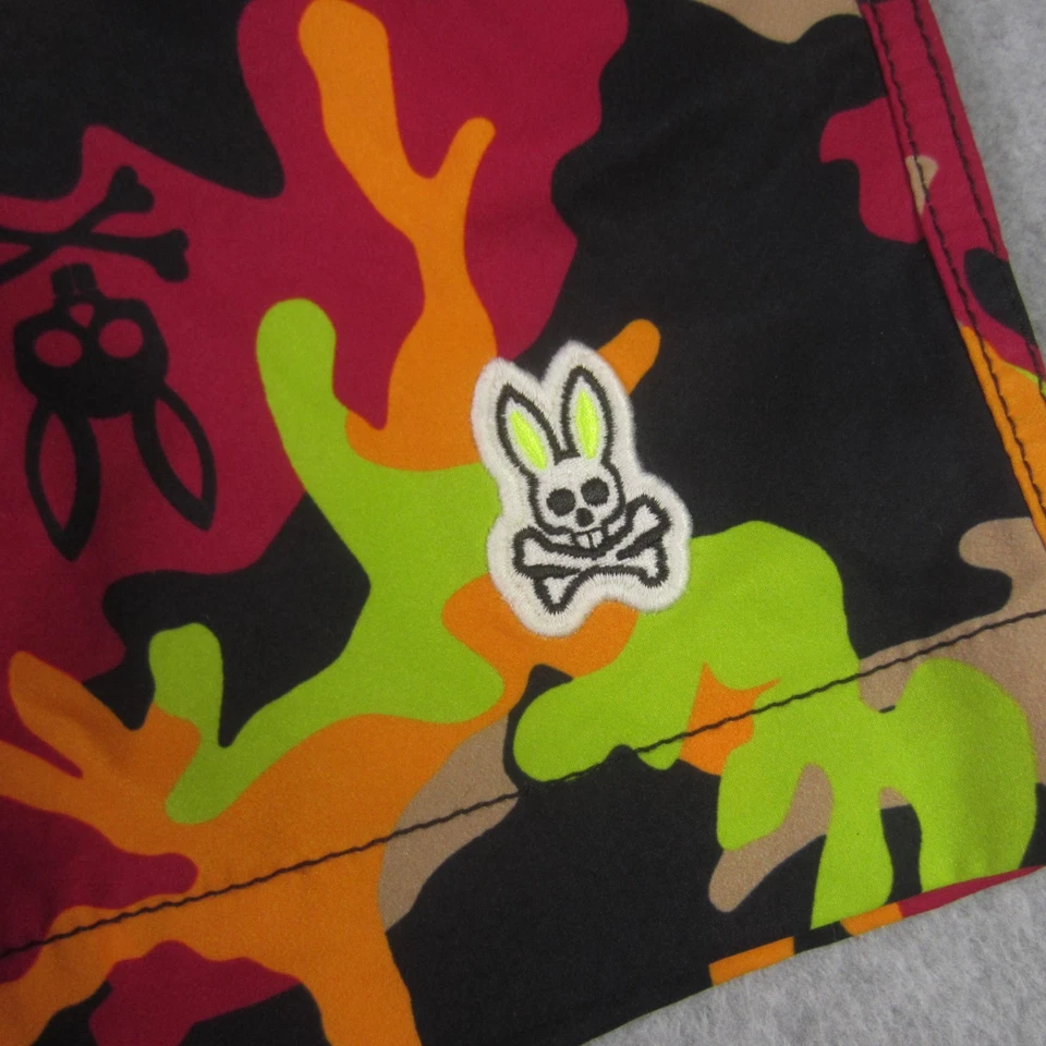 Bañador Psycho Bunny Niños Niños 5/6 Púrpura Neón Camuflaje Malla Forrado Volea Pantalones Cortos Foto 3 de 4