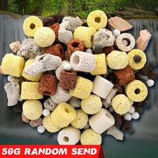 50g for Aquarium Filter Media Activated Carbon Ceramic Ring Bio- Ball Fish Tank