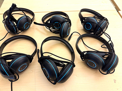 Lot of 6 Cyber Acoustics AC-5002 Wired 3.5mm Headsets w/Mic School