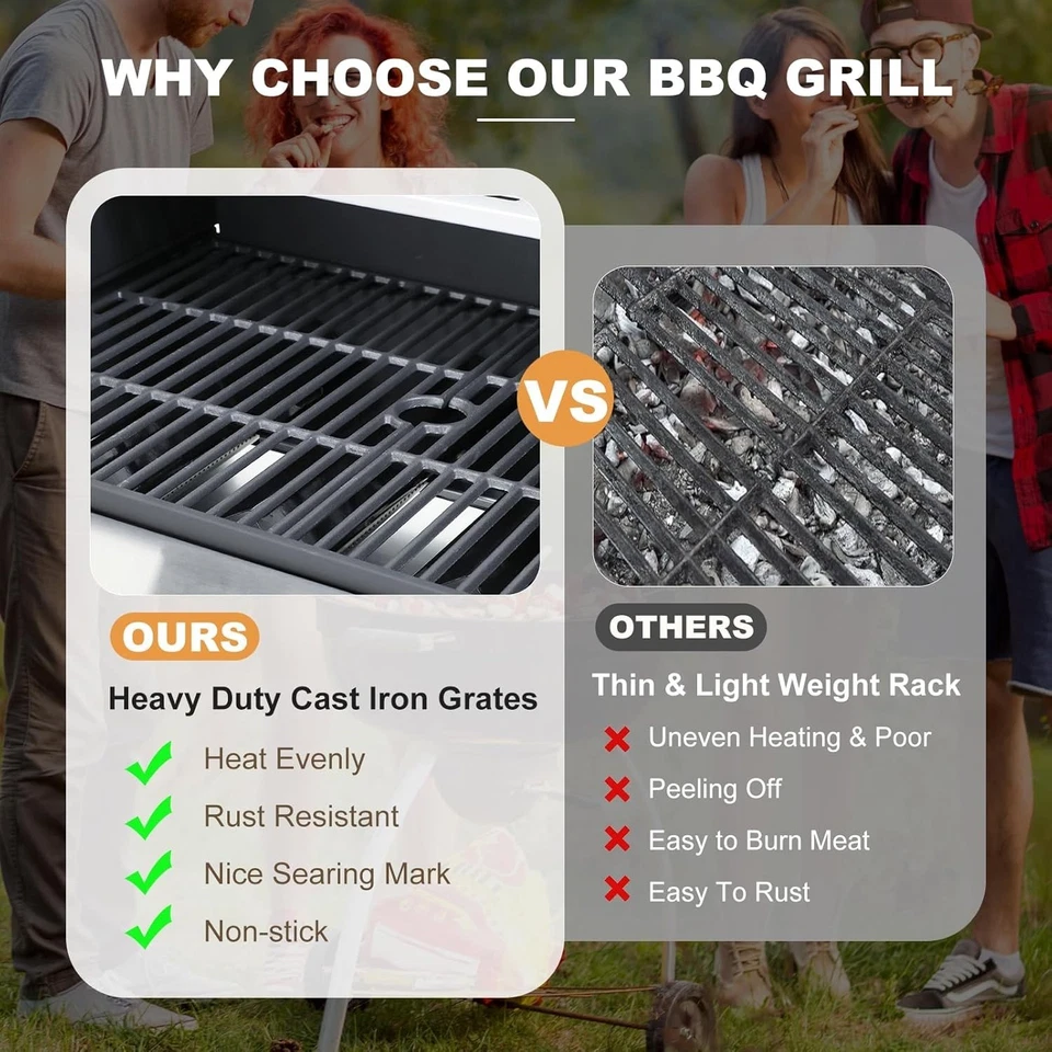 Parrilla de gas propano de 4 quemadores con quemador lateral, parrilla de barbacoa exterior de 49.000 BTU Foto 2 de 4