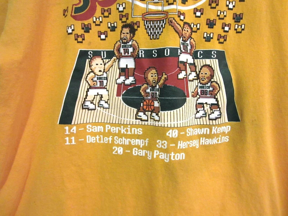 Camiseta De Colección Seattle Sonics Para Hombres XL Nintendo Años 90 Madera Dura Clásicos Majestuosa Foto 4 de 4