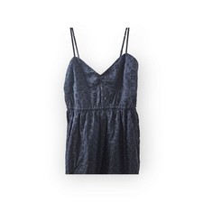 J. Crew Women’s Small Spaghetti Strap Eyelet A-Line Dark Navy Blue Sundress