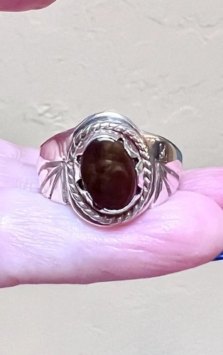 LOVELY Artisan/Designer Hand Crafted Sterling Silver Fire Agate Gemstone Ring