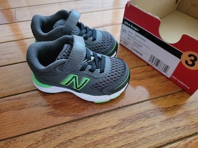 New Balance Infant 680v6 Shoes Gray Green Toddlers Shoes Size 3 New