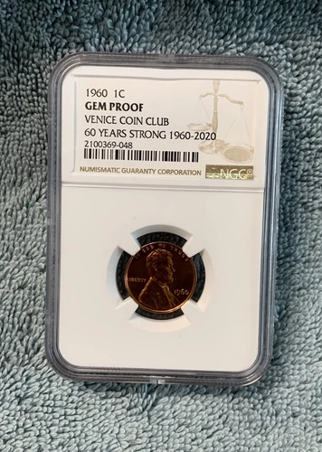 1960 Lincoln Cent Gem Proof Venice Coin Club Sample NGC 60 Years Strong 2020