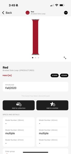 Apple Watch Braided Solo Loop 40mm (38/41) Genuine OEM 2020 (PRODUCT) Red Size 4 - Picture 4 of 7