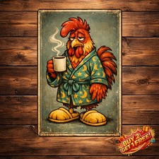 Cartoon Chicken Vintage Funny Tin Sign 8x12 Farmhouse Kitchen Metal Art