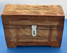 Vintage Hand Carved Wood Domed Footed Treasure Box- 11 x7 x8.