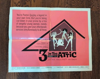 3 IN THE ATTIC 1968 Movie Poster 22x28 Christopher Jones,Judy Pace Provocative 