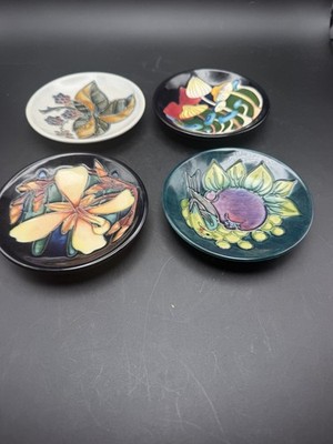 Moorcroft Pin Dish Lot of 4 Finches Bramble Panache Mushroom