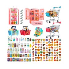 164Pcs Mini Shopping Cart Basket Miniature Food Drink Toy Supermark... Fast Ship