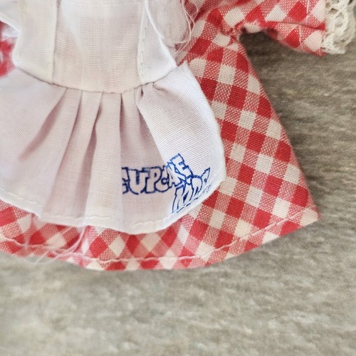 Vintage Mel Appel Cupcake Kids Doll Red White Plaid Apron Dress Very Cherry - Picture 3 of 6