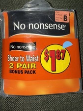 No Nonsense Sheer to Waist Pantyhose - 2 pairs NEW- off white Black Size B - M40