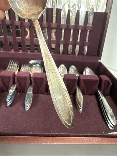Vtg nobility plate silverware set Reverie pattern with box Set Of 62 - Picture 7 of 7