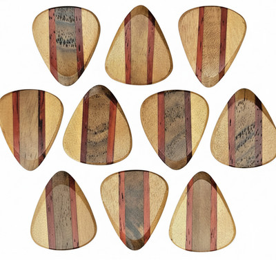 Premium Handmade Wooden Guitar Picks Gift Set 10 Exotic Plectrums for guitarists
