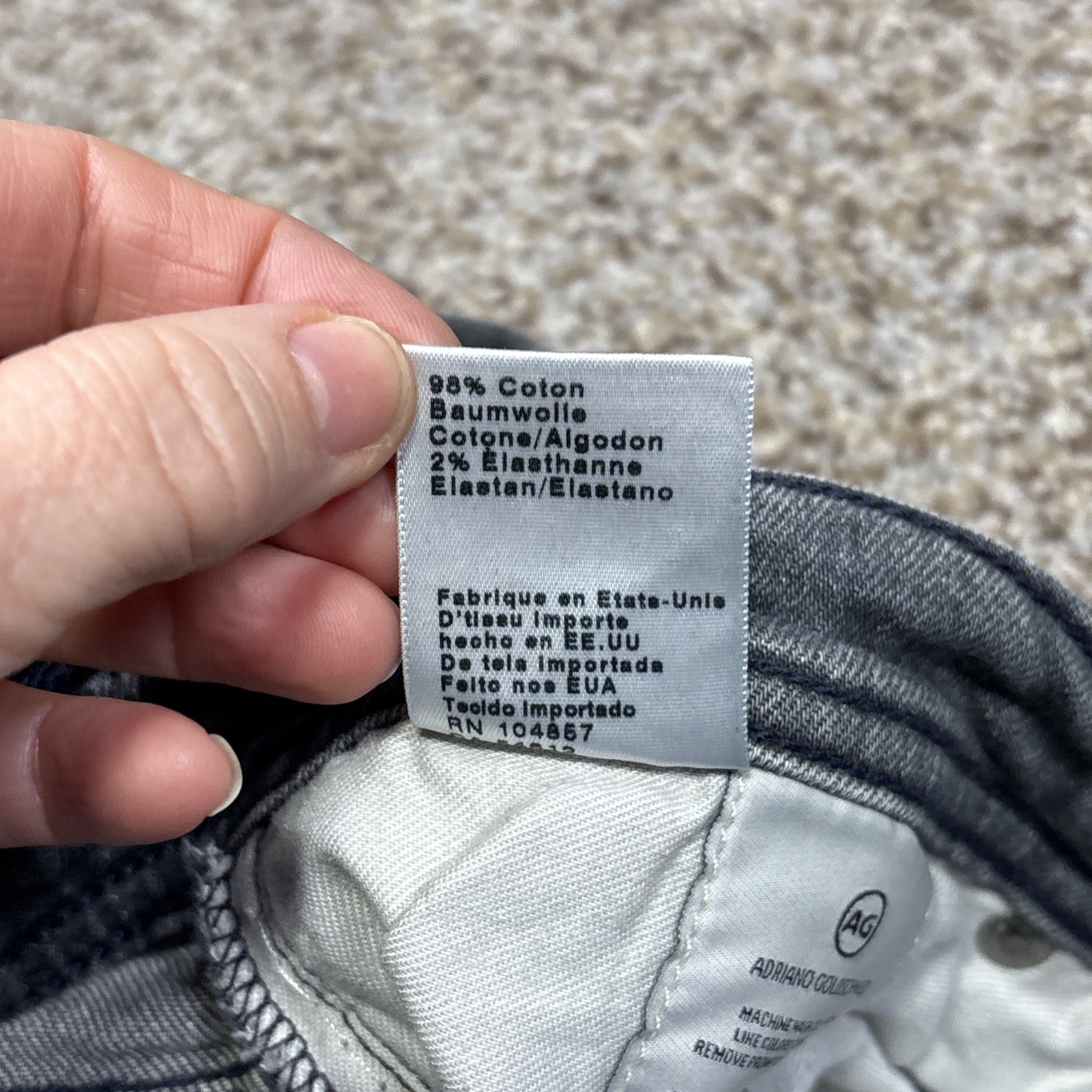 AG Adriano Goldschmied Jeans Mens 38 The Tellis Modern Slim Gray Fits 40 X 33 - View 7