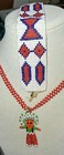 Southwestern Native American Woven Red Seed Bead Figural Chief Necklace Bookmark — photo 1