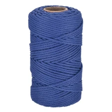 0.2" 328 Feet Macrame Cord, Cotton Cord Rope String 4 Strands Dark Blue