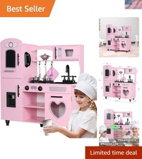 Play Kitchen, Pink Kids Kitchen Set for Girls Kitchen Set for Kids Ages 6-8 G...