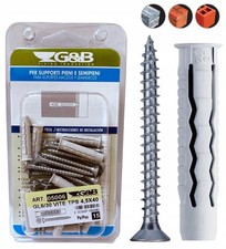 6x30mm Wall Plugs w/ Screws for Concrete, Brick, Block 15pc Ce Rated