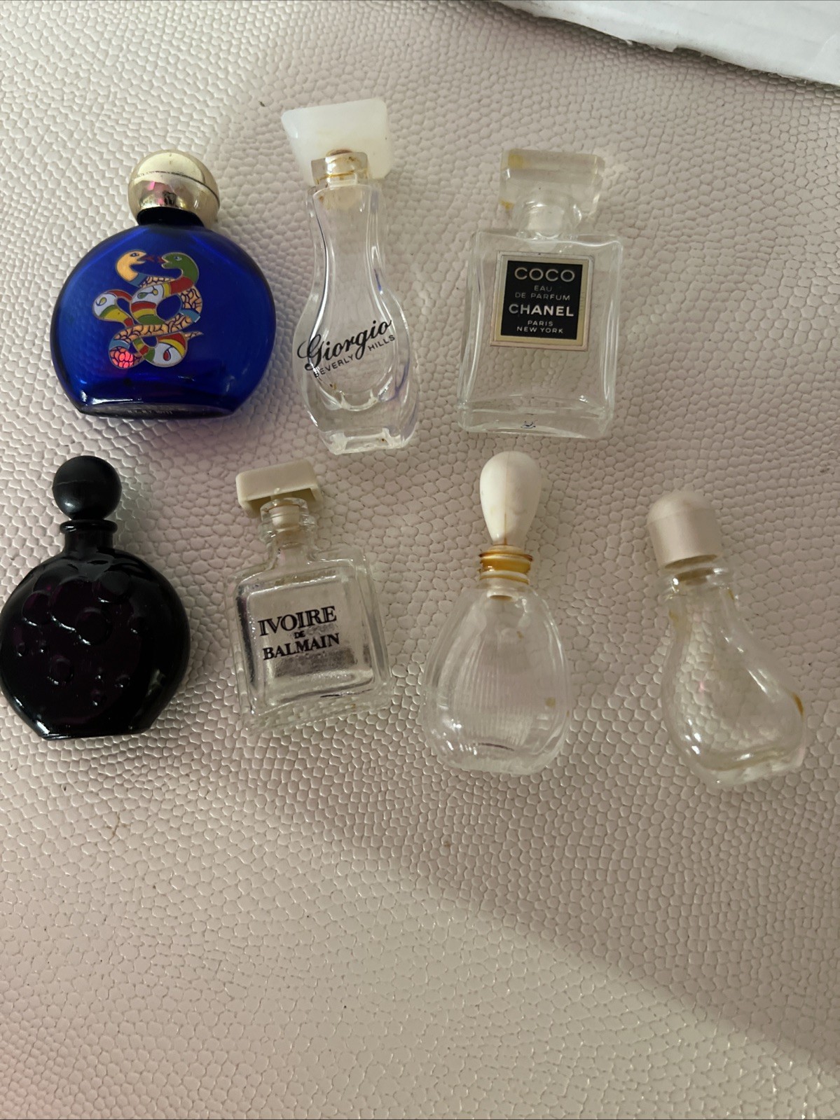 Vintage  Lot Of 7 Miniatures Vintage Empty Perfume Bottles.Chanel  Ivoire