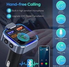 Bluetooth FM Transmitter Car Adapter USB-C PD 20W QC 3.0 Fast Charger Handsfree.