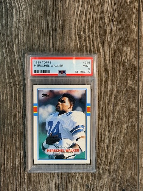 1989 Topps #385 Herschel Walker Dallas Cowboys Football Card PSA 9 MINT