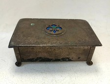 Vintage Cambray Ware Arts And Crafts Hammered Box With Enamel 7.5